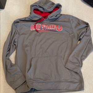 Ohio State Men's Gray Hoodie with Red Lining